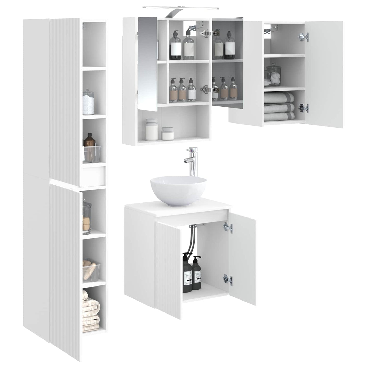 vidaXL Bathroom Cabinet Set 5 pcs White 50 x 14.5 x 70 cm