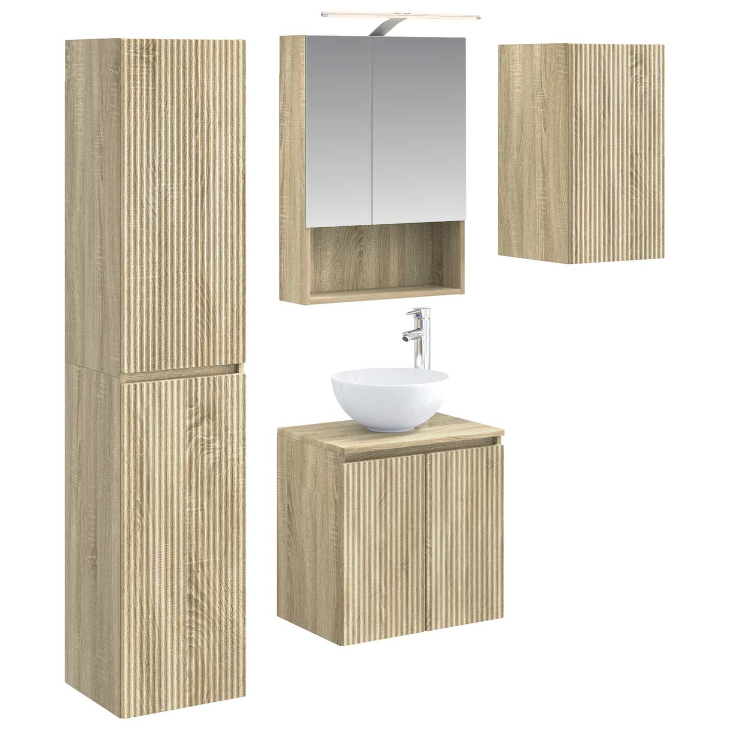 vidaXL Bathroom Cabinet Set 5 pcs Sonoma Oak 50 x 14.5 x 70 cm