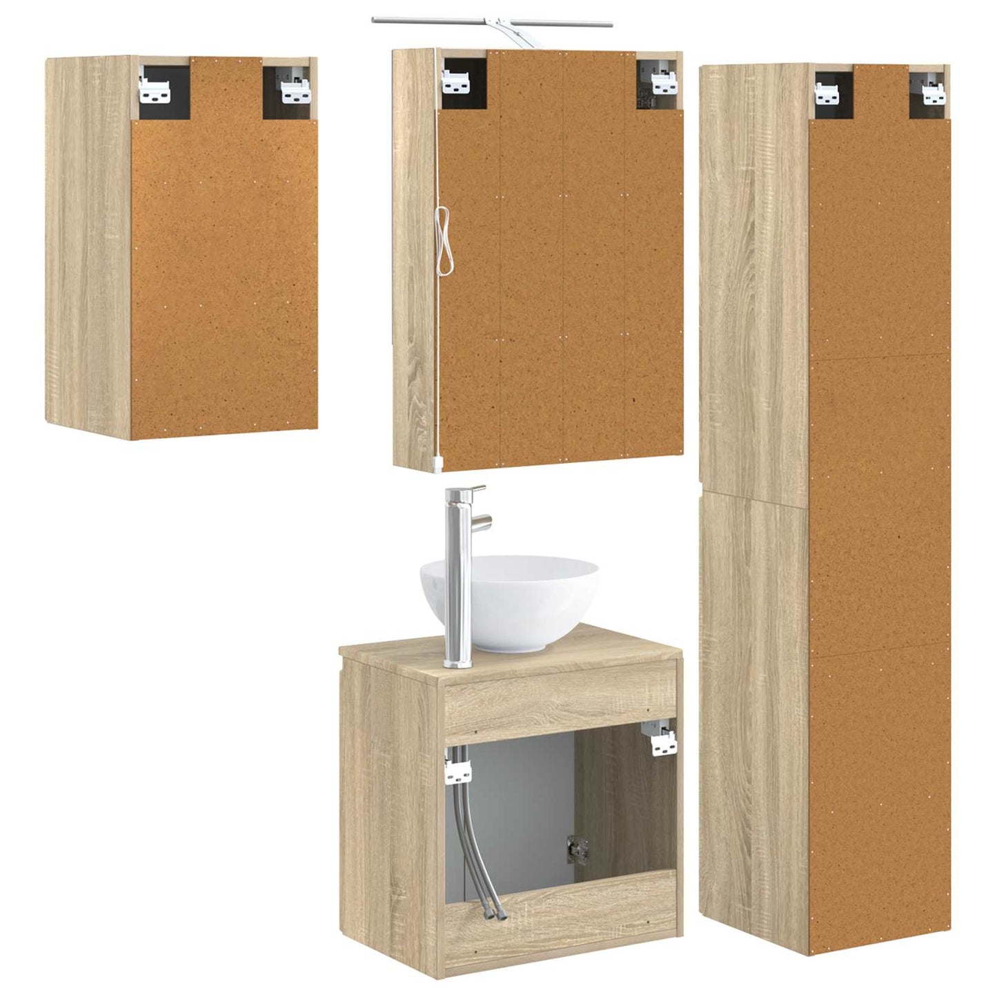 vidaXL Bathroom Cabinet Set 5 pcs Sonoma Oak 50 x 14.5 x 70 cm