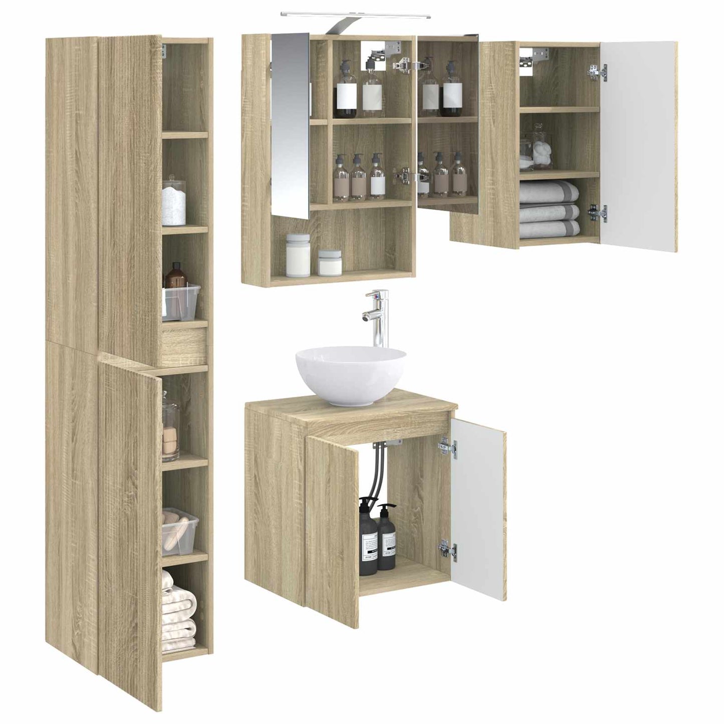 vidaXL Bathroom Cabinet Set 5 pcs Sonoma Oak 50 x 14.5 x 70 cm
