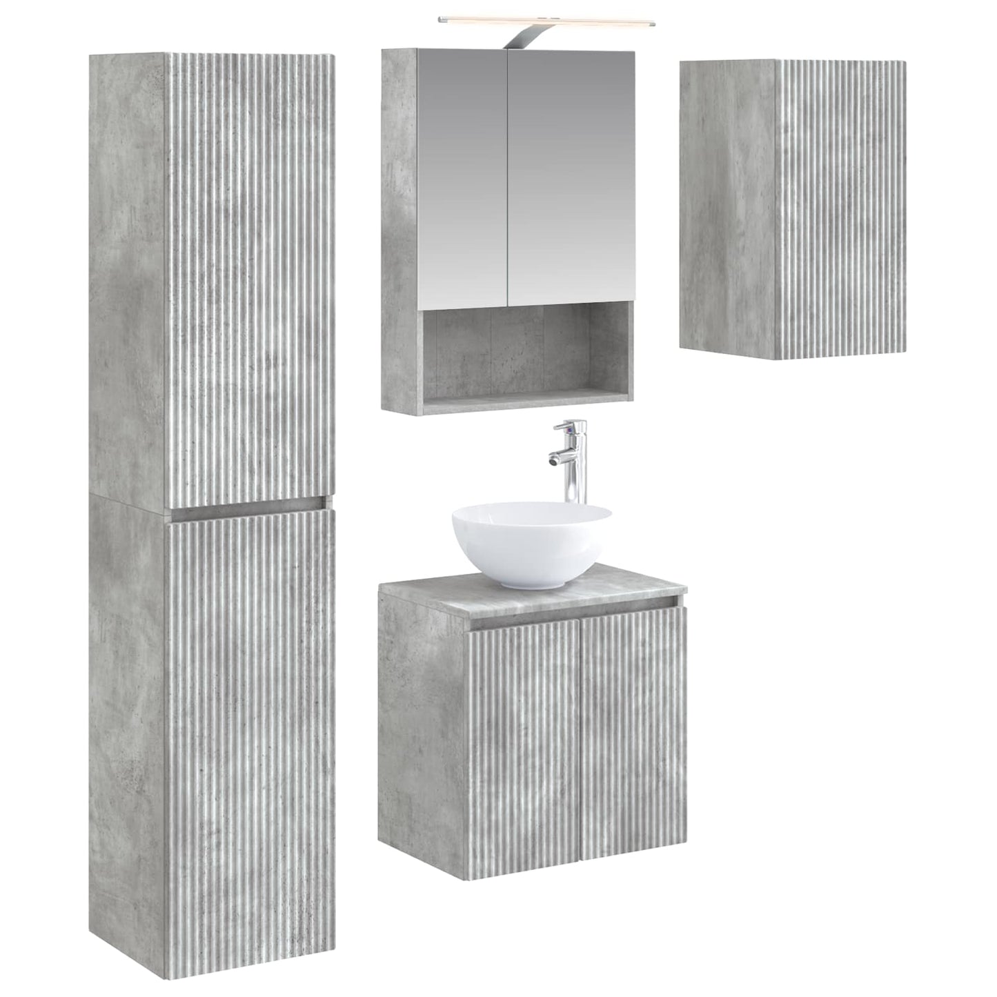 vidaXL Bathroom Cabinet Set 5 pcs Concrete Grey 50 x 14.5 x 70 cm