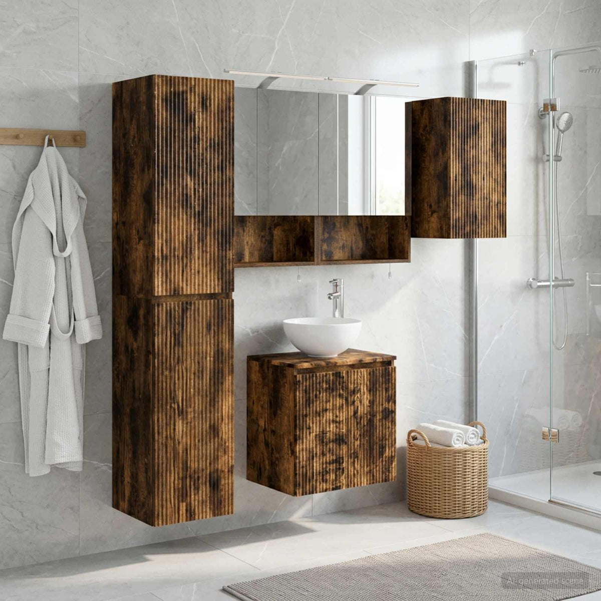 vidaXL Bathroom Cabinet Set 5 pcs Smoked Oak Engineered Wood