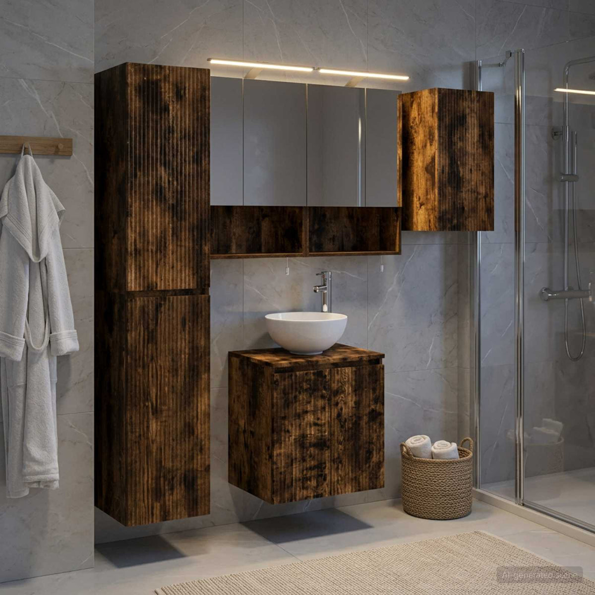 vidaXL Bathroom Cabinet Set 5 pcs Smoked Oak Engineered Wood