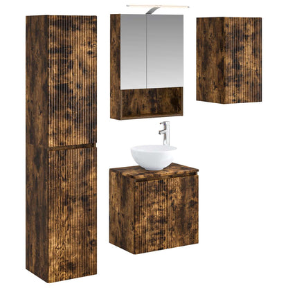 vidaXL Bathroom Cabinet Set 5 pcs Smoked Oak 50 x 14.5 x 70 cm