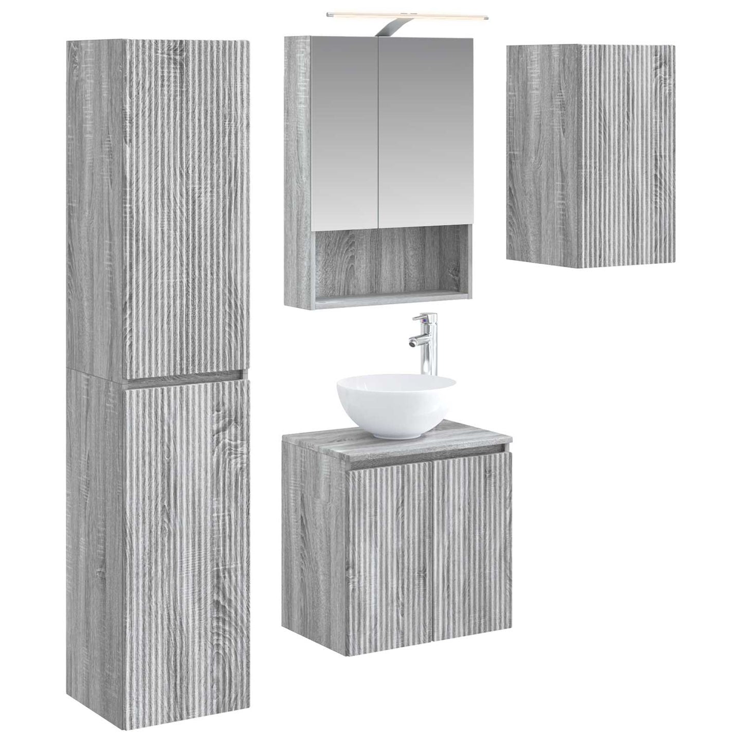 vidaXL Bathroom Cabinet Set 5 pcs Grey Sonoma 50 x 14.5 x 70 cm