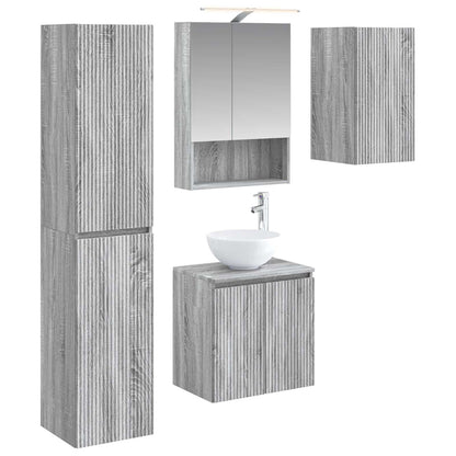 vidaXL Bathroom Cabinet Set 5 pcs Grey Sonoma 50 x 14.5 x 70 cm