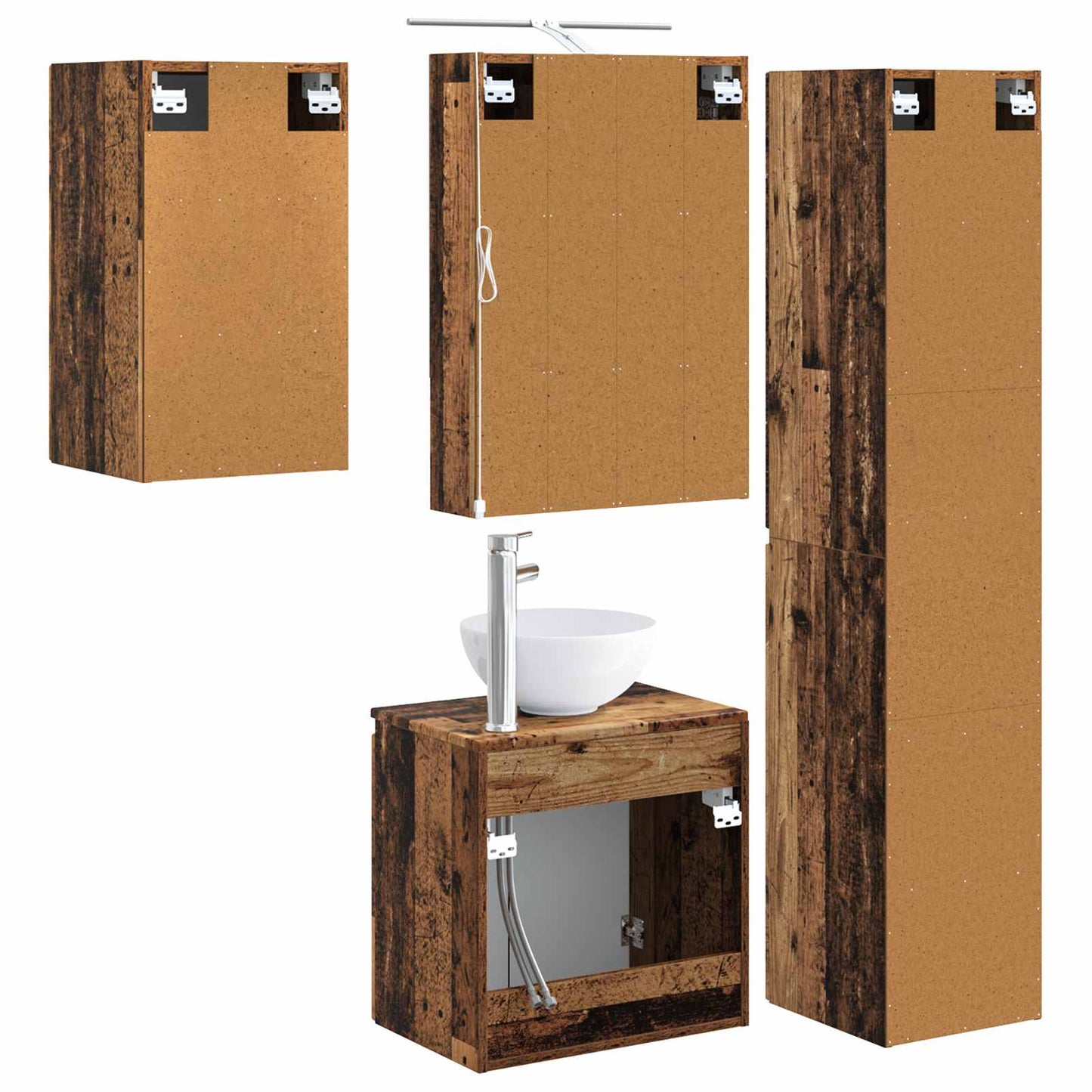 vidaXL Bathroom Cabinet Set 5 pcs Old Wood 50 x 14.5 x 70 cm