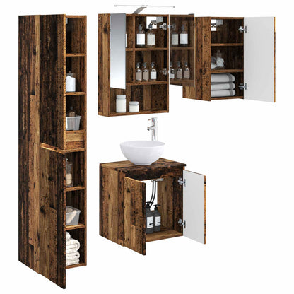 vidaXL Bathroom Cabinet Set 5 pcs Old Wood 50 x 14.5 x 70 cm