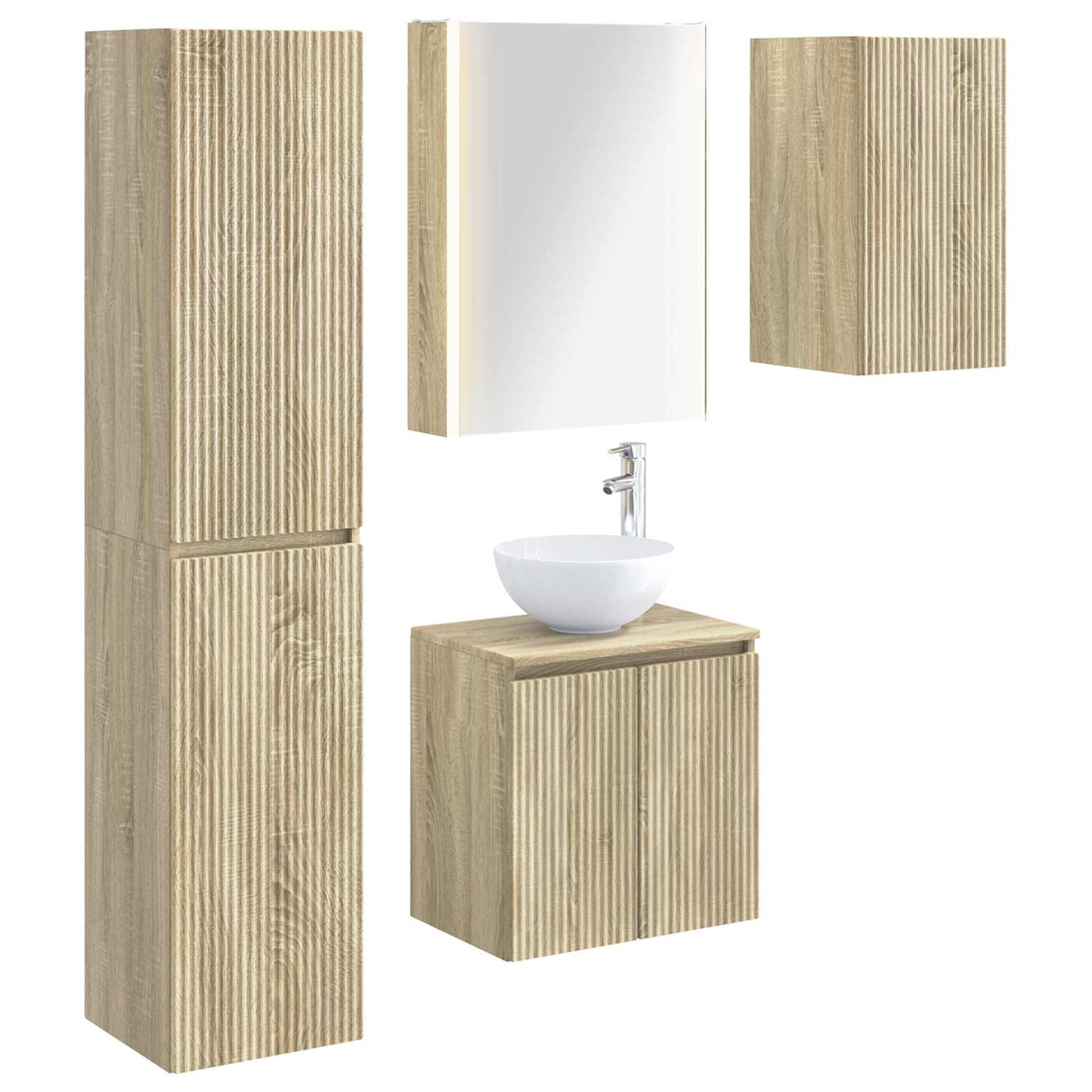 vidaXL Bathroom Cabinet Set 5 pcs Sonoma Oak 53 x 15.5 x 70 cm