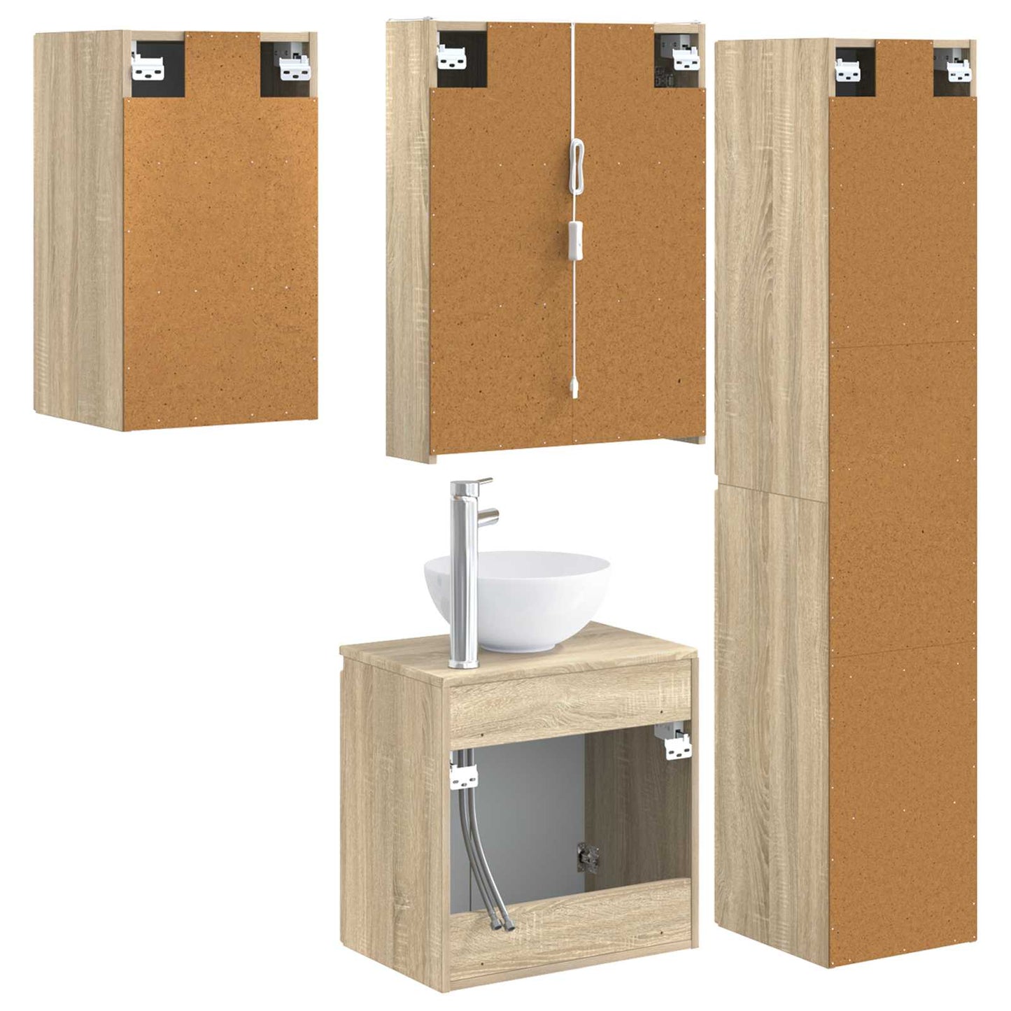 vidaXL Bathroom Cabinet Set 5 pcs Sonoma Oak 53 x 15.5 x 70 cm