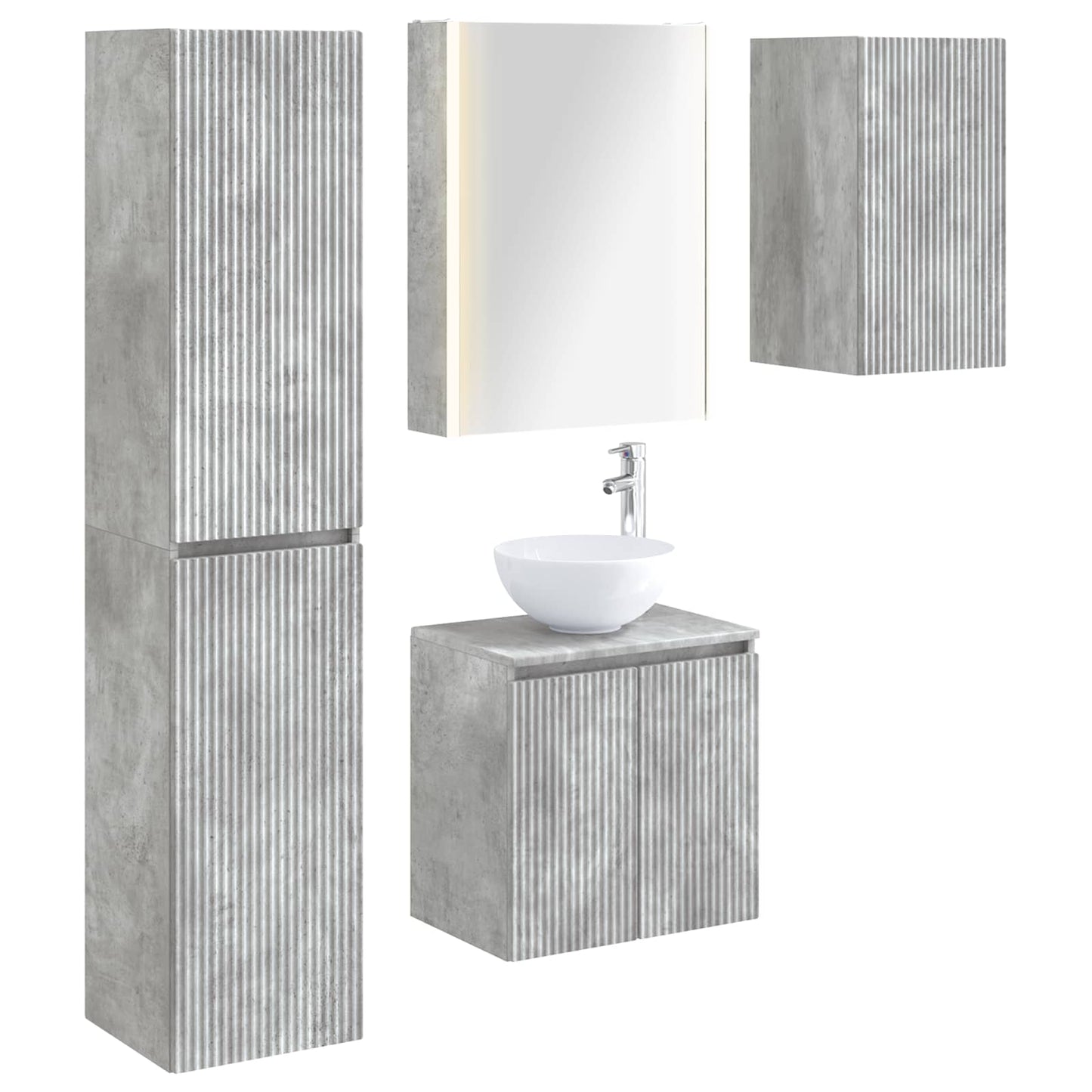 vidaXL Bathroom Cabinet Set 5 pcs Concrete Grey 53 x 15.5 x 70 cm