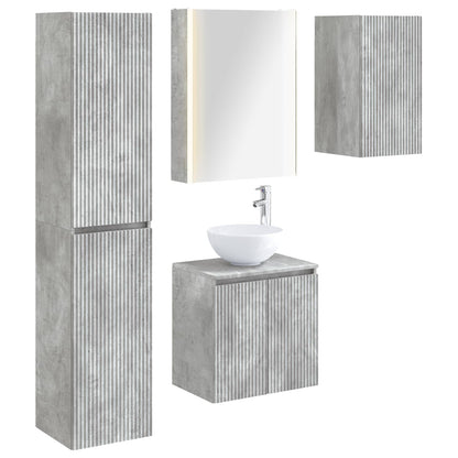 vidaXL Bathroom Cabinet Set 5 pcs Concrete Grey 53 x 15.5 x 70 cm