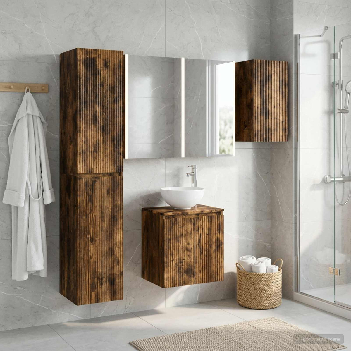 vidaXL Bathroom Cabinet Set 5 pcs Smoked Oak Engineered Wood