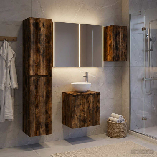vidaXL Bathroom Cabinet Set 5 pcs Smoked Oak Engineered Wood