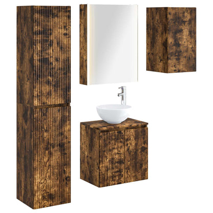 vidaXL Bathroom Cabinet Set 5 pcs Smoked Oak 53 x 15.5 x 70 cm