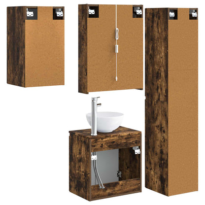 vidaXL Bathroom Cabinet Set 5 pcs Smoked Oak 53 x 15.5 x 70 cm