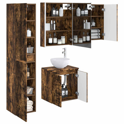 vidaXL Bathroom Cabinet Set 5 pcs Smoked Oak 53 x 15.5 x 70 cm