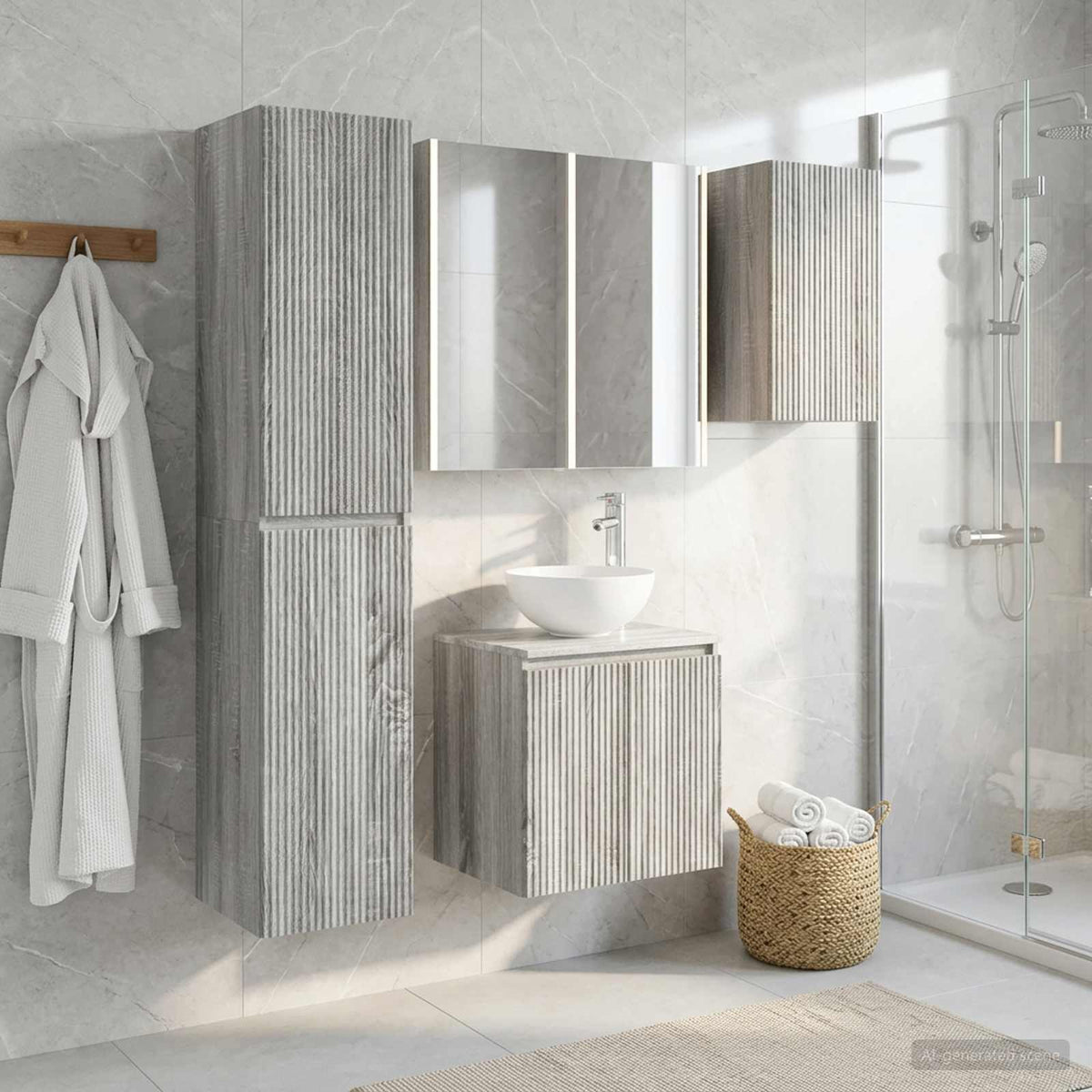 vidaXL Bathroom Cabinet Set 5 pcs Grey Sonoma Engineered Wood
