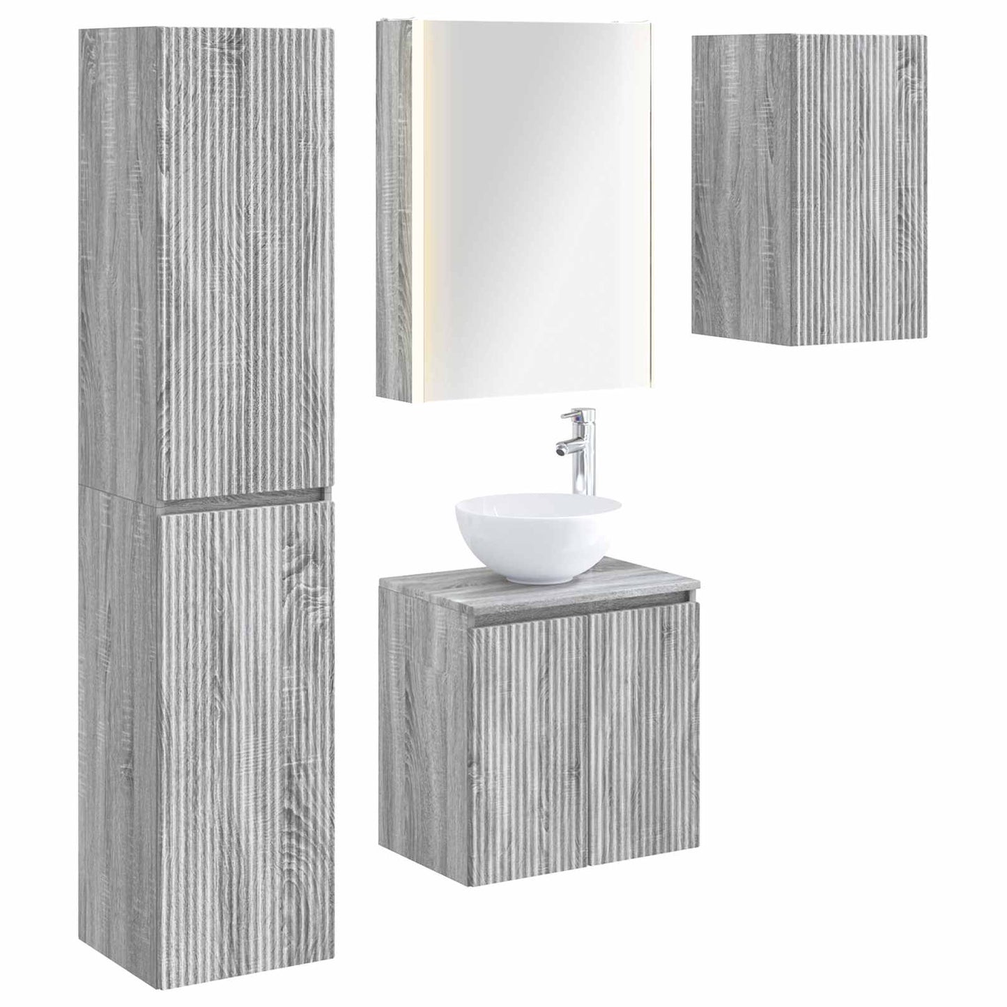 vidaXL Bathroom Cabinet Set 5 pcs Grey Sonoma 53 x 15.5 x 70 cm