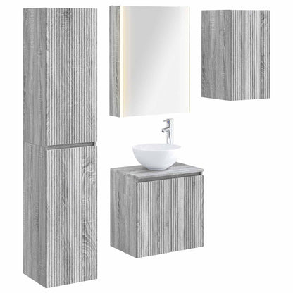 vidaXL Bathroom Cabinet Set 5 pcs Grey Sonoma 53 x 15.5 x 70 cm