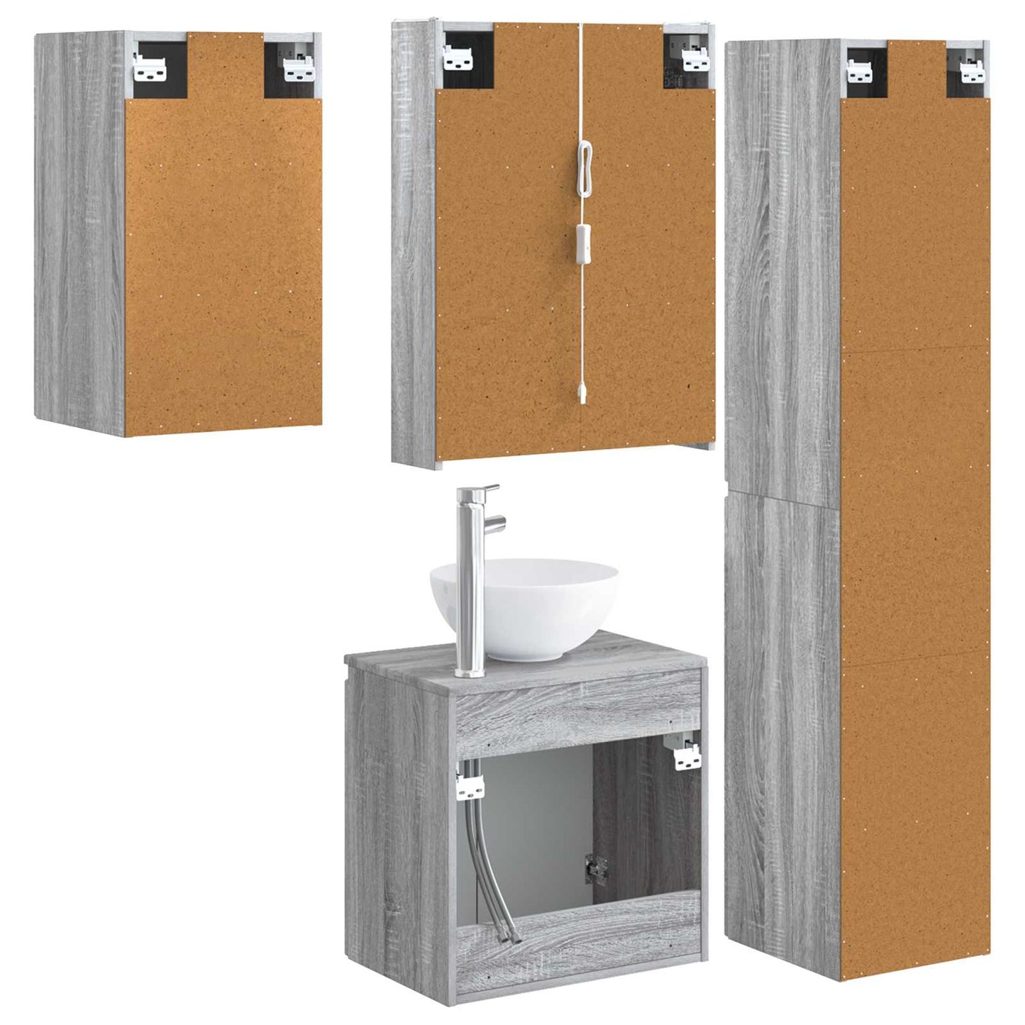 vidaXL Bathroom Cabinet Set 5 pcs Grey Sonoma 53 x 15.5 x 70 cm
