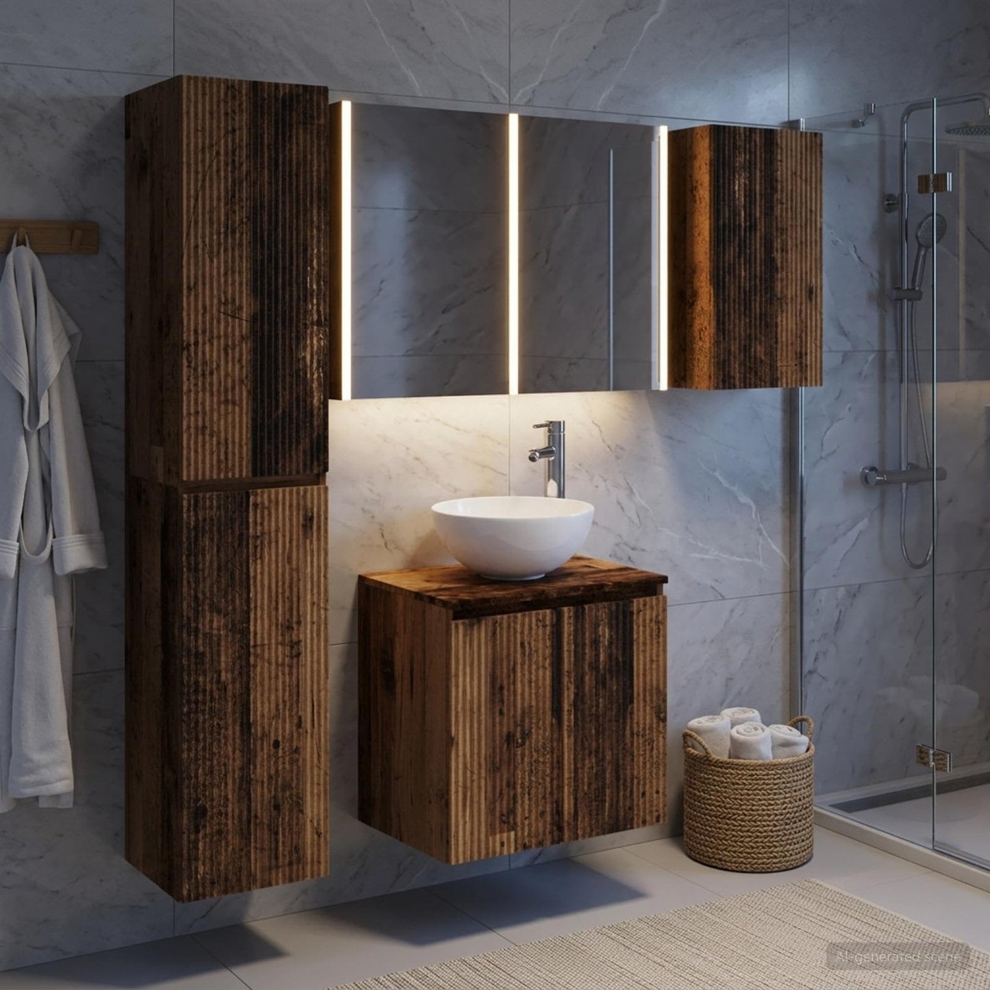 vidaXL Bathroom Cabinet Set 5 pcs Old Wood Engineered Wood