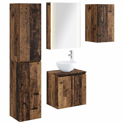 vidaXL Bathroom Cabinet Set 5 pcs Old Wood 53 x 15.5 x 70 cm