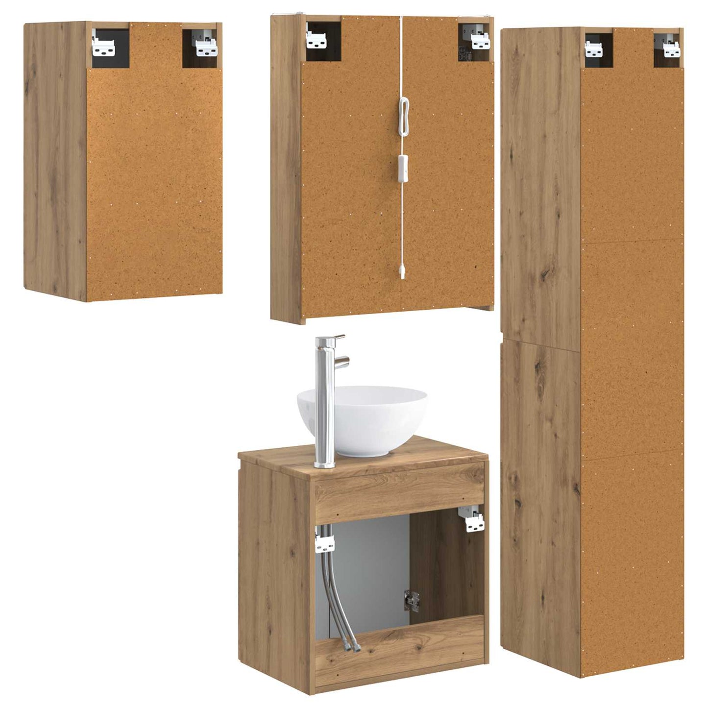 vidaXL Bathroom Cabinet Set 5 pcs Artisan Oak 53 x 15.5 x 70 cm