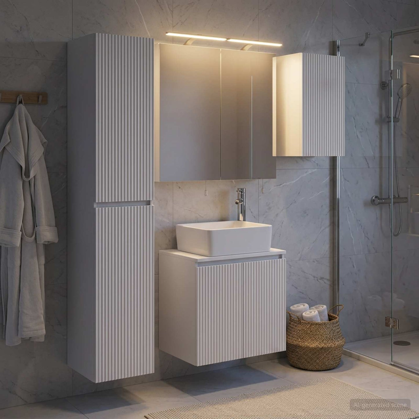 vidaXL Bathroom Cabinet Set 5 pcs White Engineered Wood