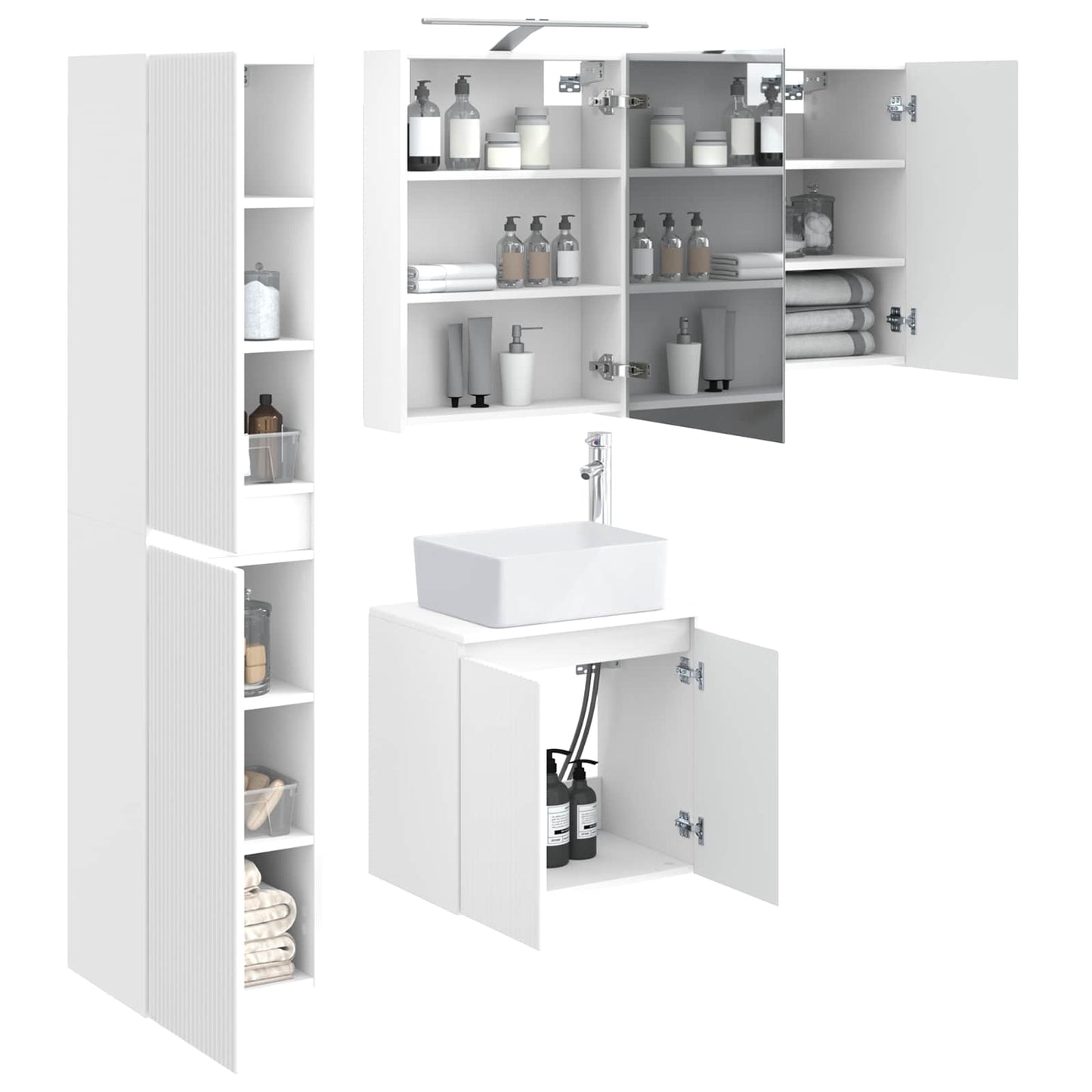 vidaXL Bathroom Cabinet Set 5 pcs White 50 x 14.5 x 70 cm