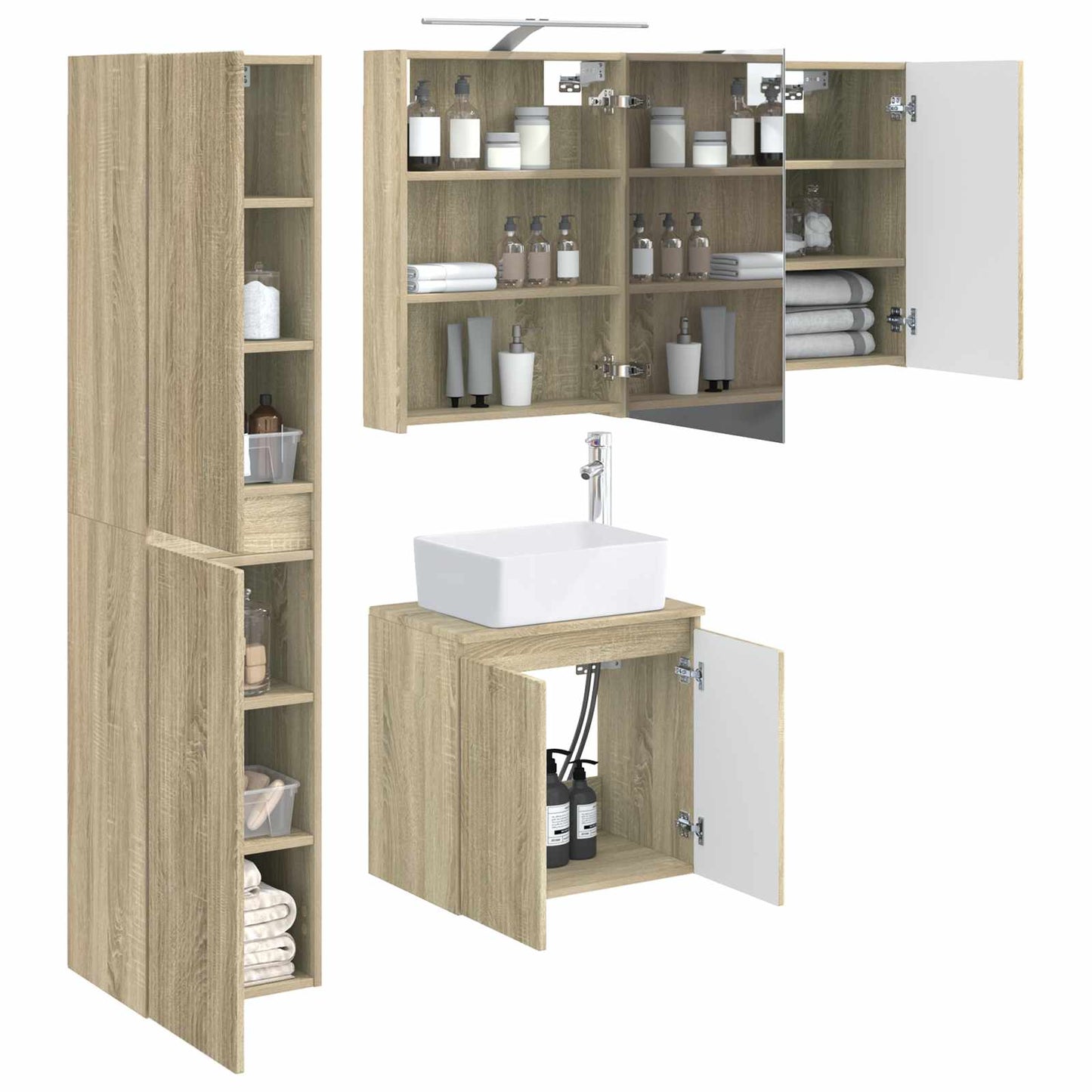 vidaXL Bathroom Cabinet Set 5 pcs Sonoma Oak 50 x 14.5 x 70 cm
