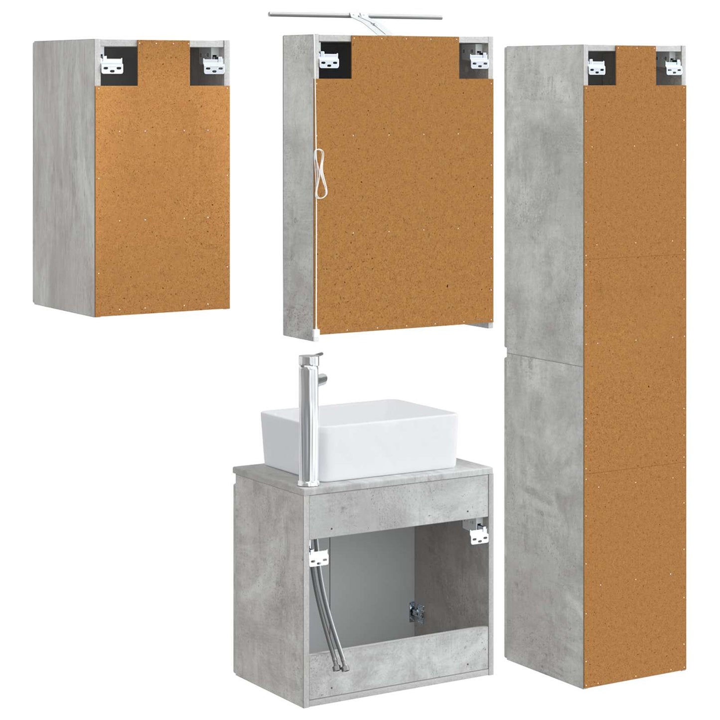 vidaXL Bathroom Cabinet Set 5 pcs Concrete Grey 50 x 14.5 x 70 cm