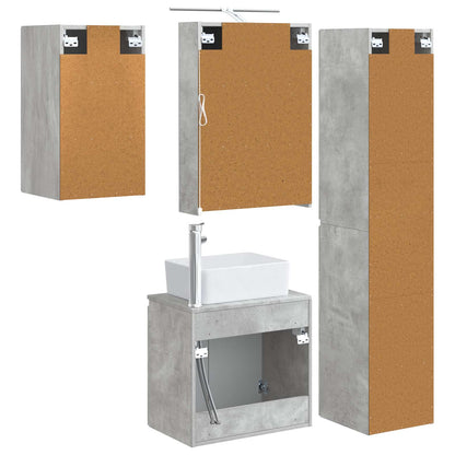 vidaXL Bathroom Cabinet Set 5 pcs Concrete Grey 50 x 14.5 x 70 cm