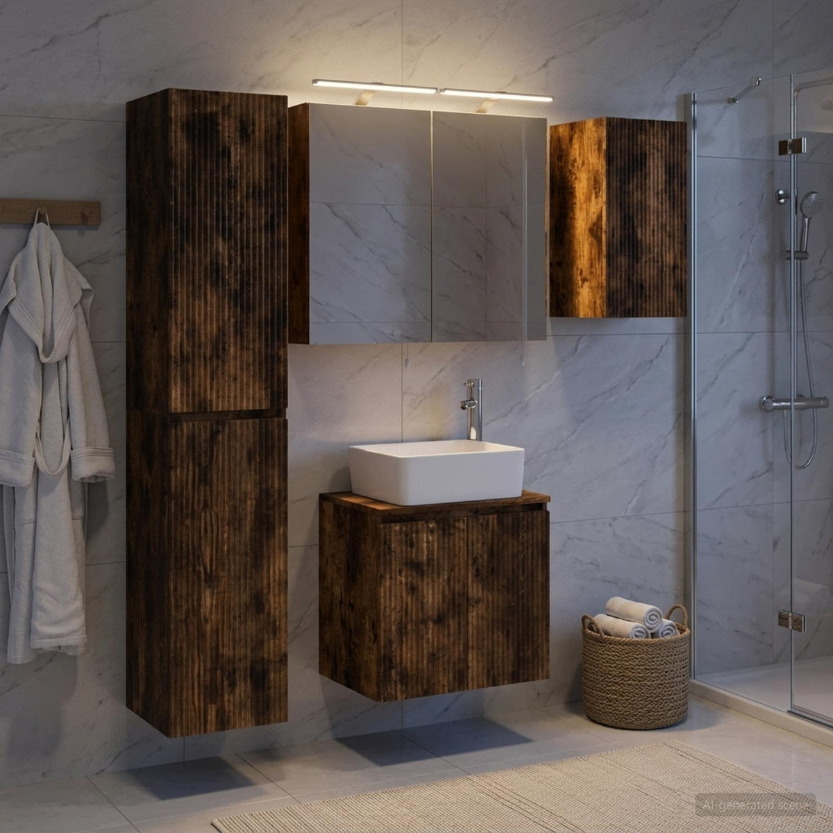 vidaXL Bathroom Cabinet Set 5 pcs Smoked Oak Engineered Wood