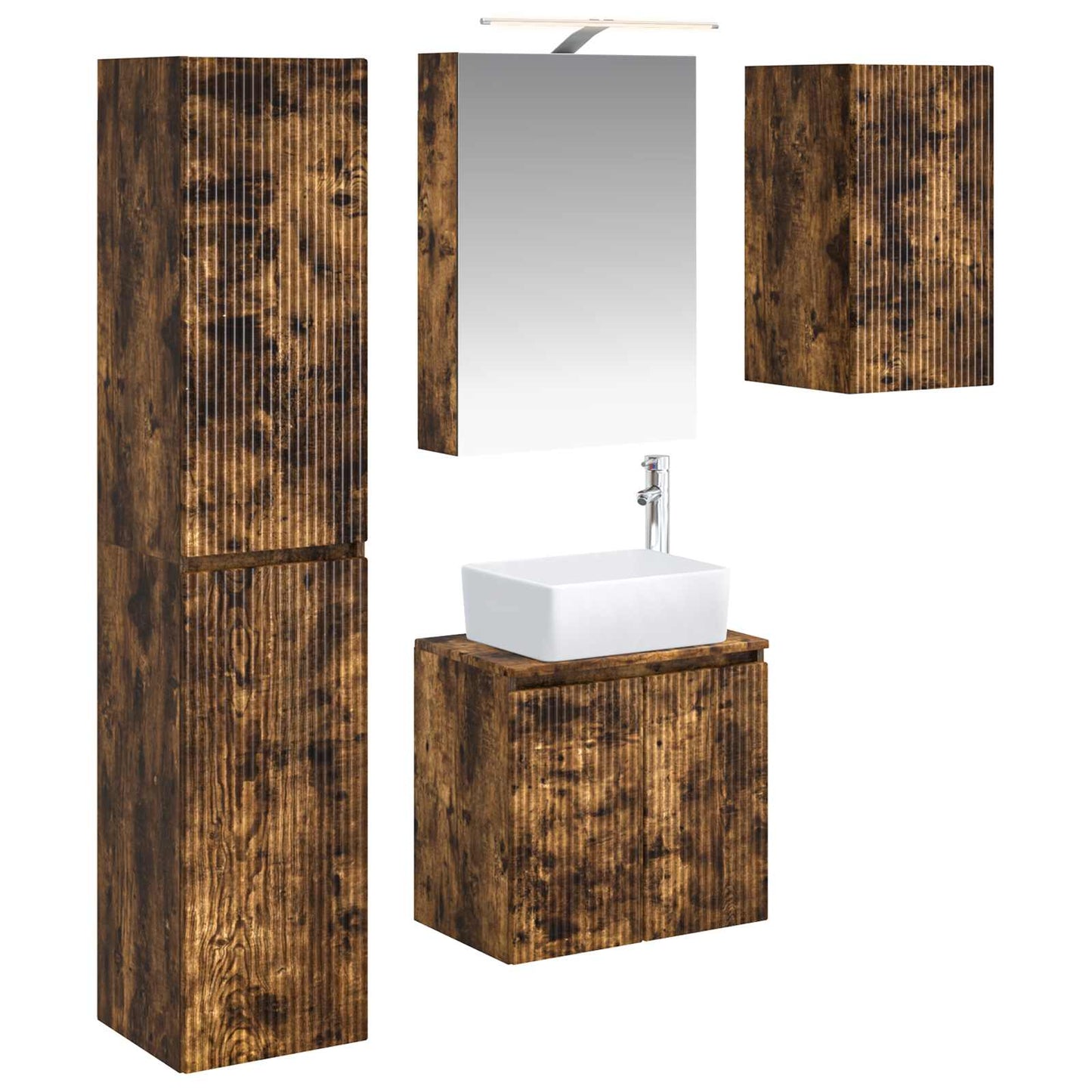vidaXL Bathroom Cabinet Set 5 pcs Smoked Oak 50 x 14.5 x 70 cm