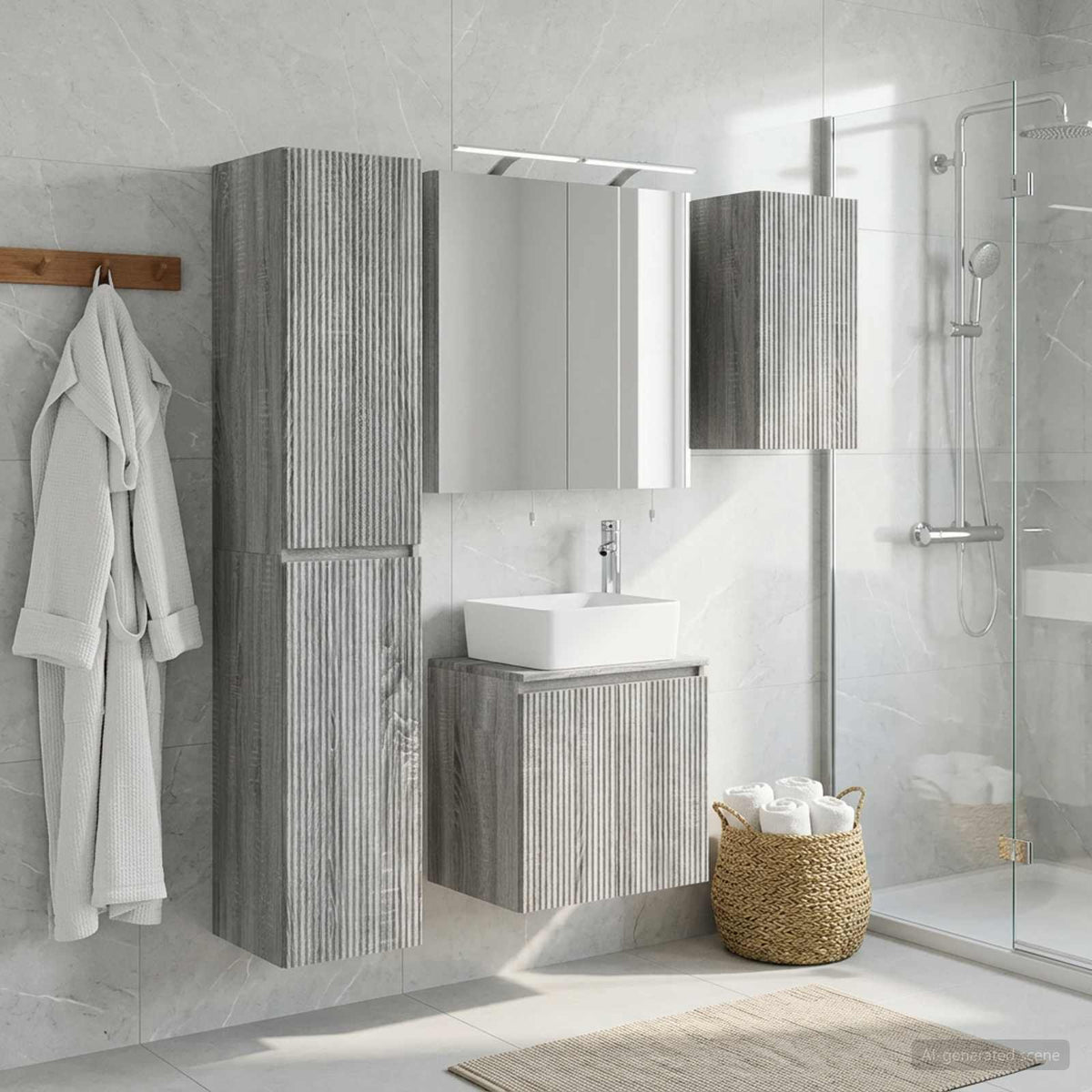 vidaXL Bathroom Cabinet Set 5 pcs Grey Sonoma Engineered Wood