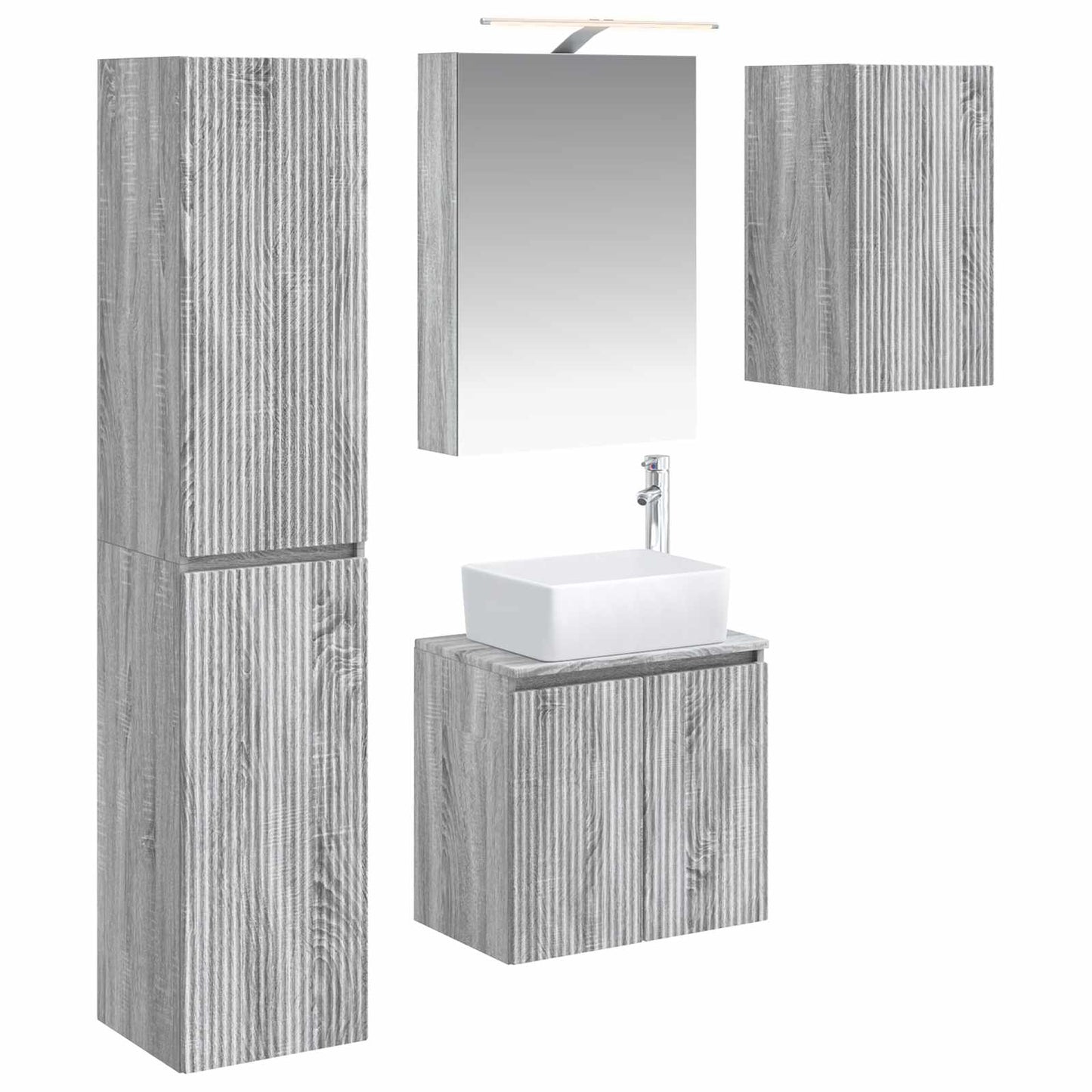 vidaXL Bathroom Cabinet Set 5 pcs Grey Sonoma 50 x 14.5 x 70 cm