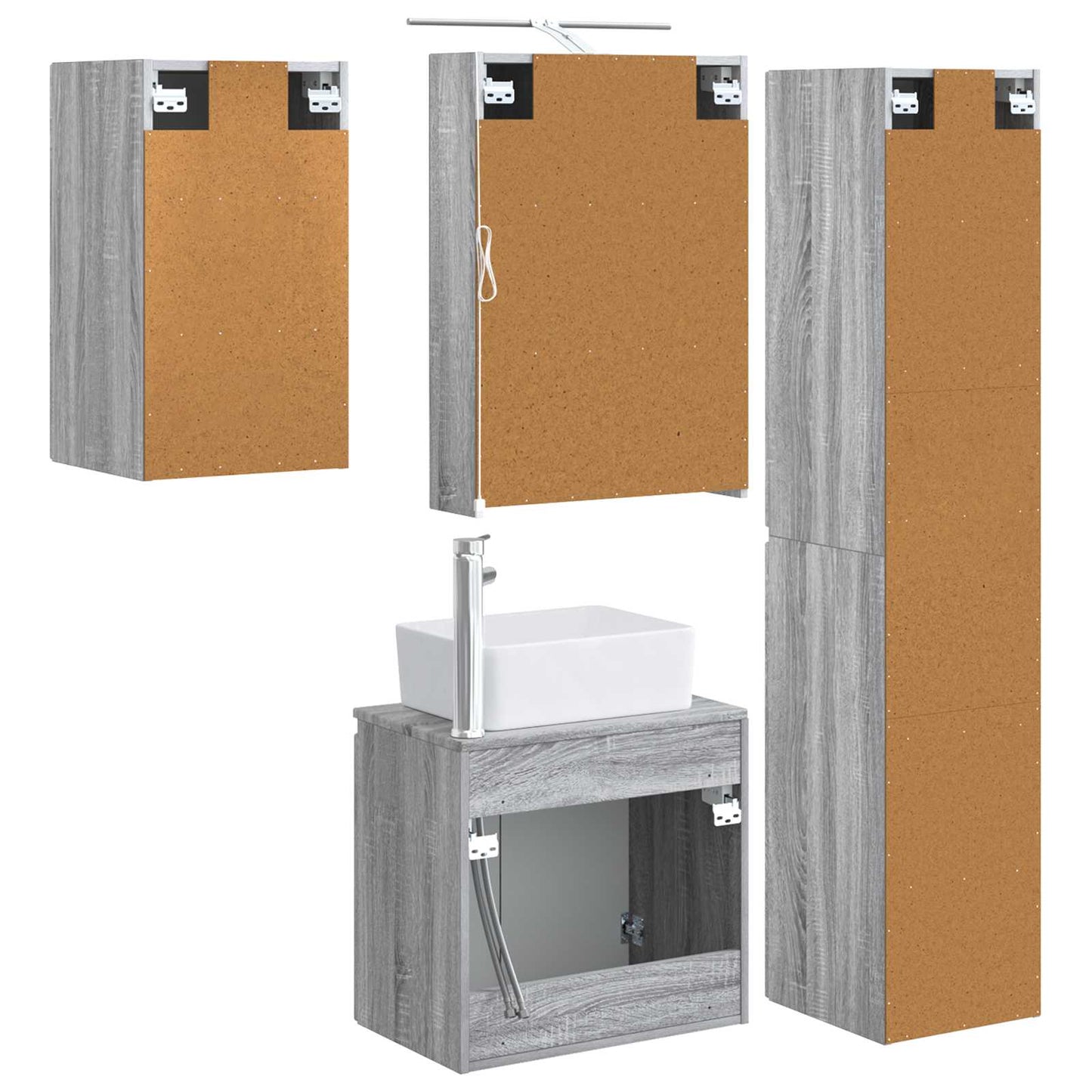 vidaXL Bathroom Cabinet Set 5 pcs Grey Sonoma 50 x 14.5 x 70 cm