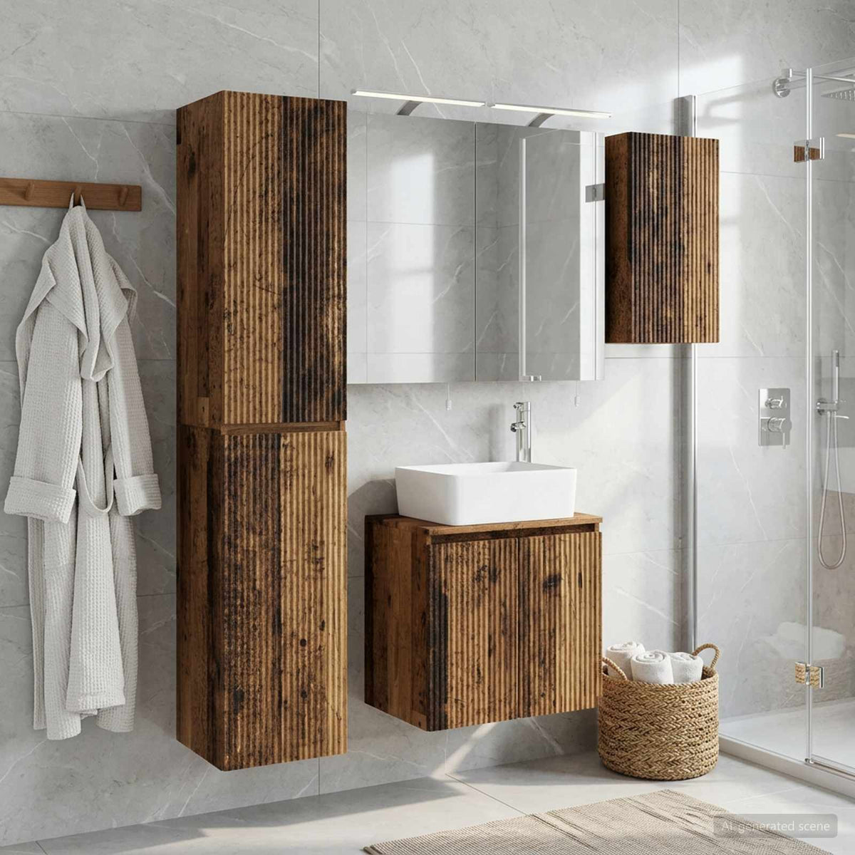vidaXL Bathroom Cabinet Set 5 pcs Old Wood Engineered Wood