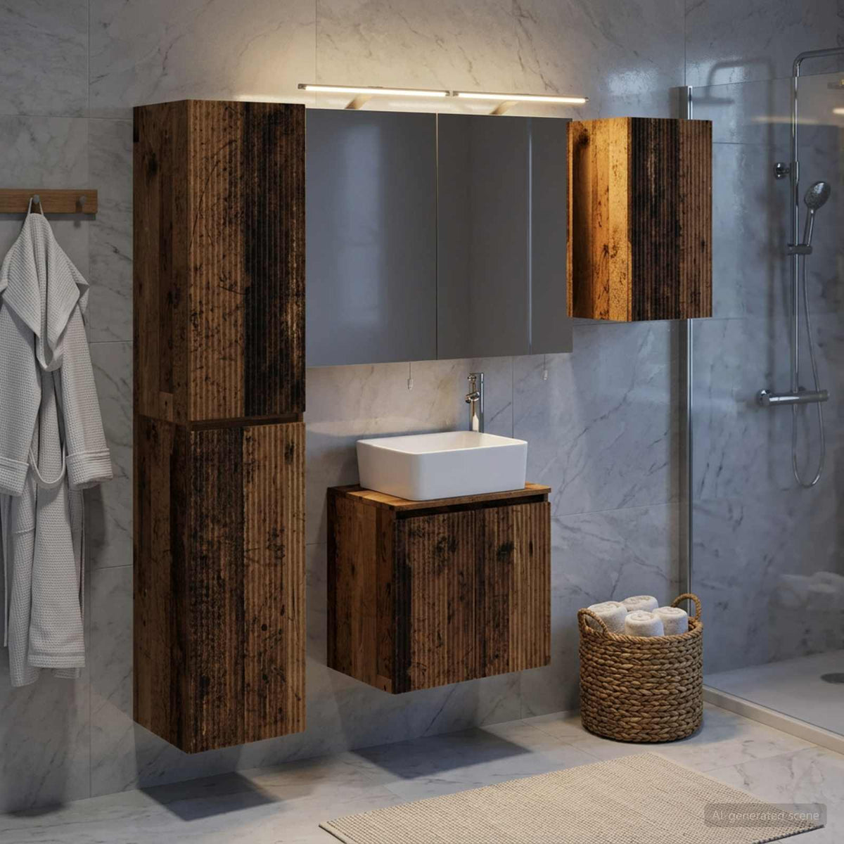 vidaXL Bathroom Cabinet Set 5 pcs Old Wood Engineered Wood