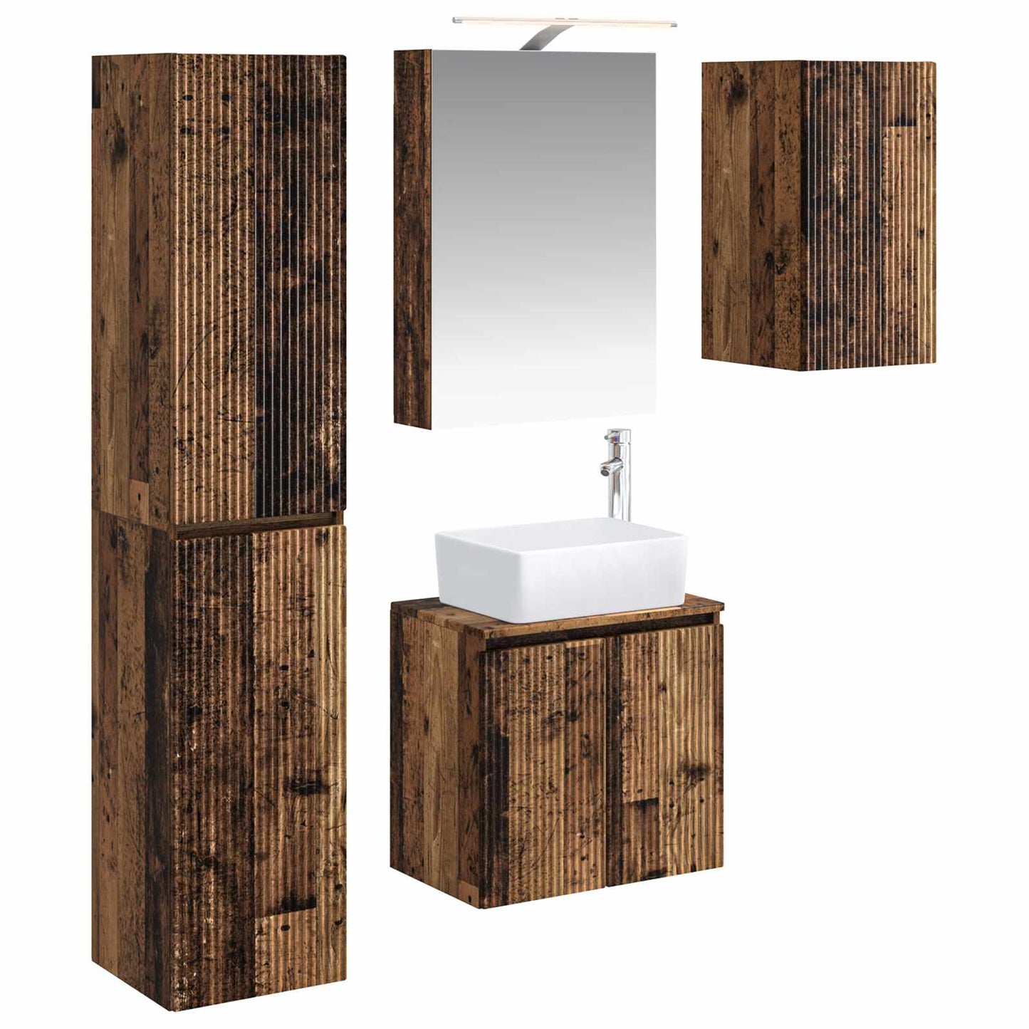 vidaXL Bathroom Cabinet Set 5 pcs Old Wood 50 x 14.5 x 70 cm