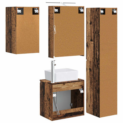 vidaXL Bathroom Cabinet Set 5 pcs Old Wood 50 x 14.5 x 70 cm