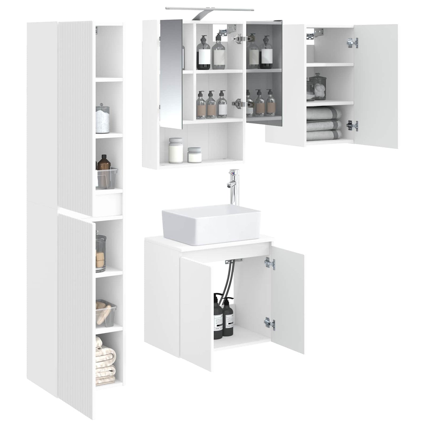vidaXL Bathroom Cabinet Set 5 pcs White 50 x 14.5 x 70 cm