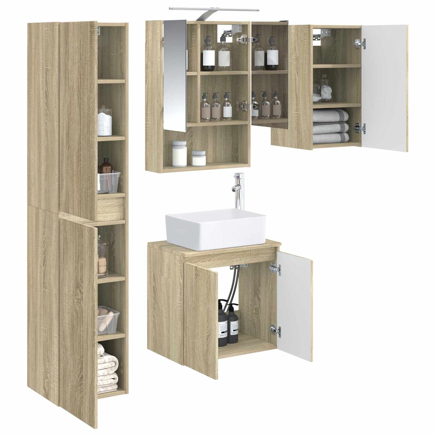 vidaXL Bathroom Cabinet Set 5 pcs Sonoma Oak 50 x 14.5 x 70 cm