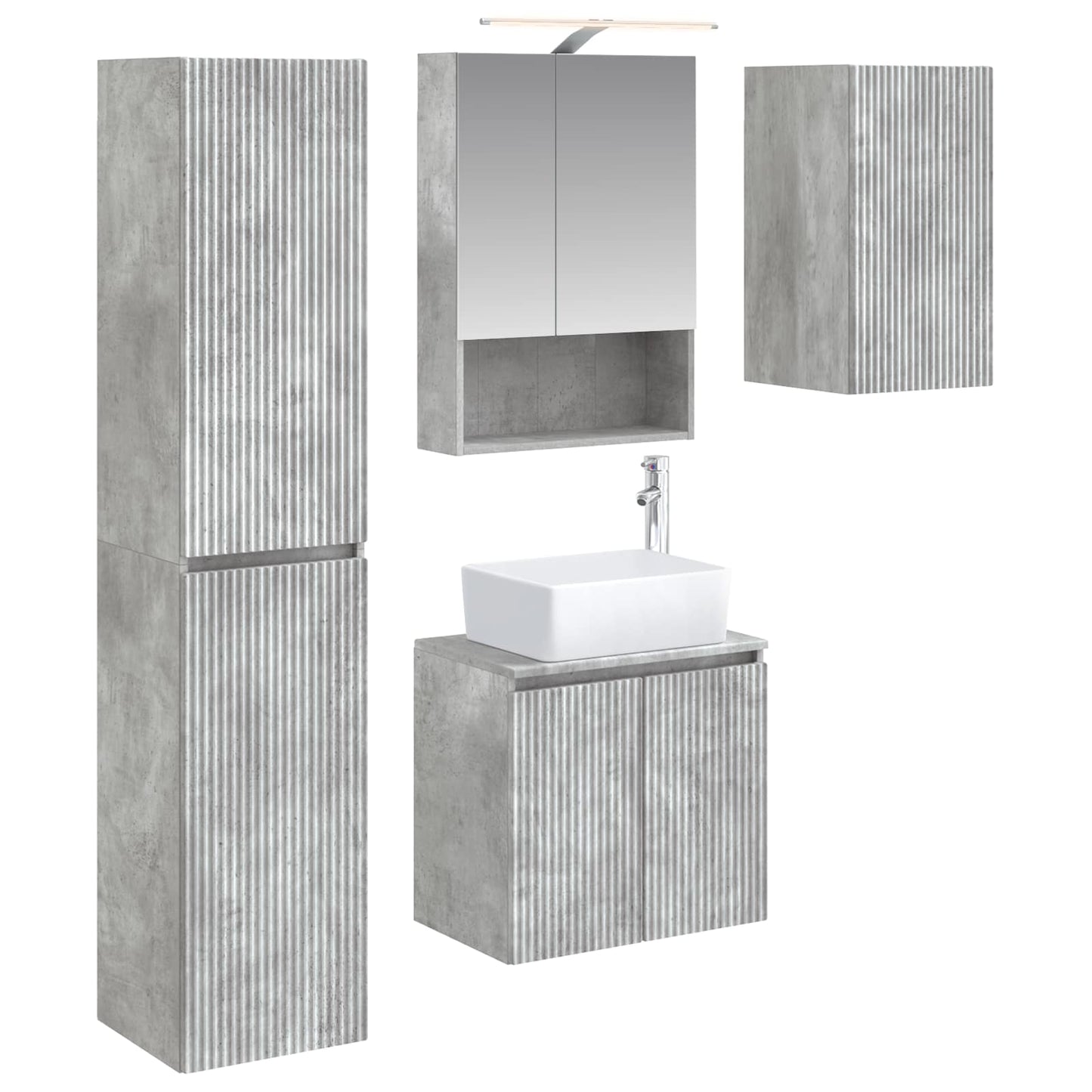 vidaXL Bathroom Cabinet Set 5 pcs Concrete Grey 50 x 14.5 x 70 cm