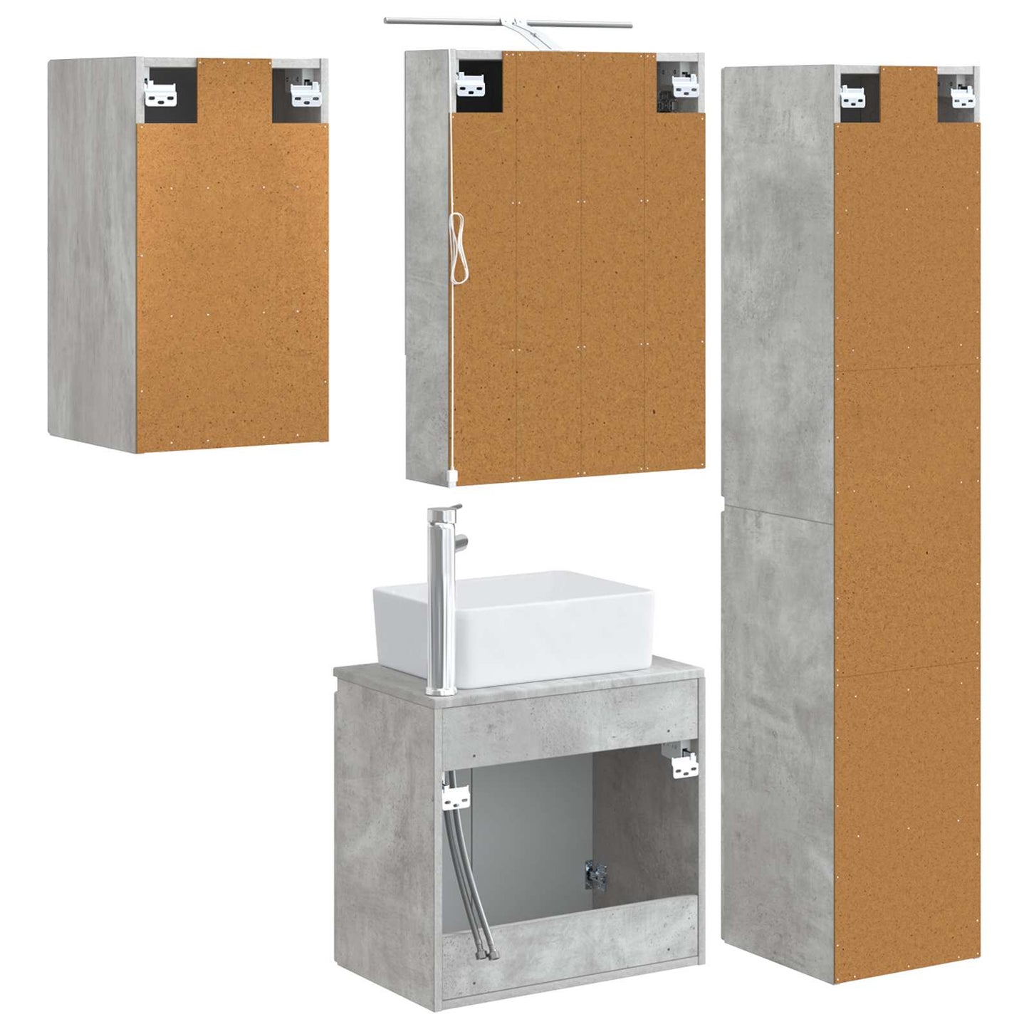 vidaXL Bathroom Cabinet Set 5 pcs Concrete Grey 50 x 14.5 x 70 cm