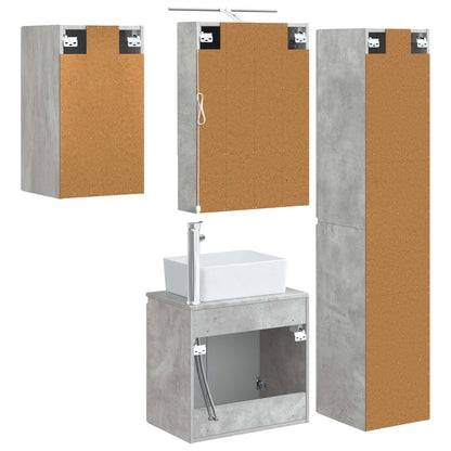 vidaXL Bathroom Cabinet Set 5 pcs Concrete Grey 50 x 14.5 x 70 cm