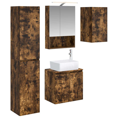 vidaXL Bathroom Cabinet Set 5 pcs Smoked Oak 50 x 14.5 x 70 cm