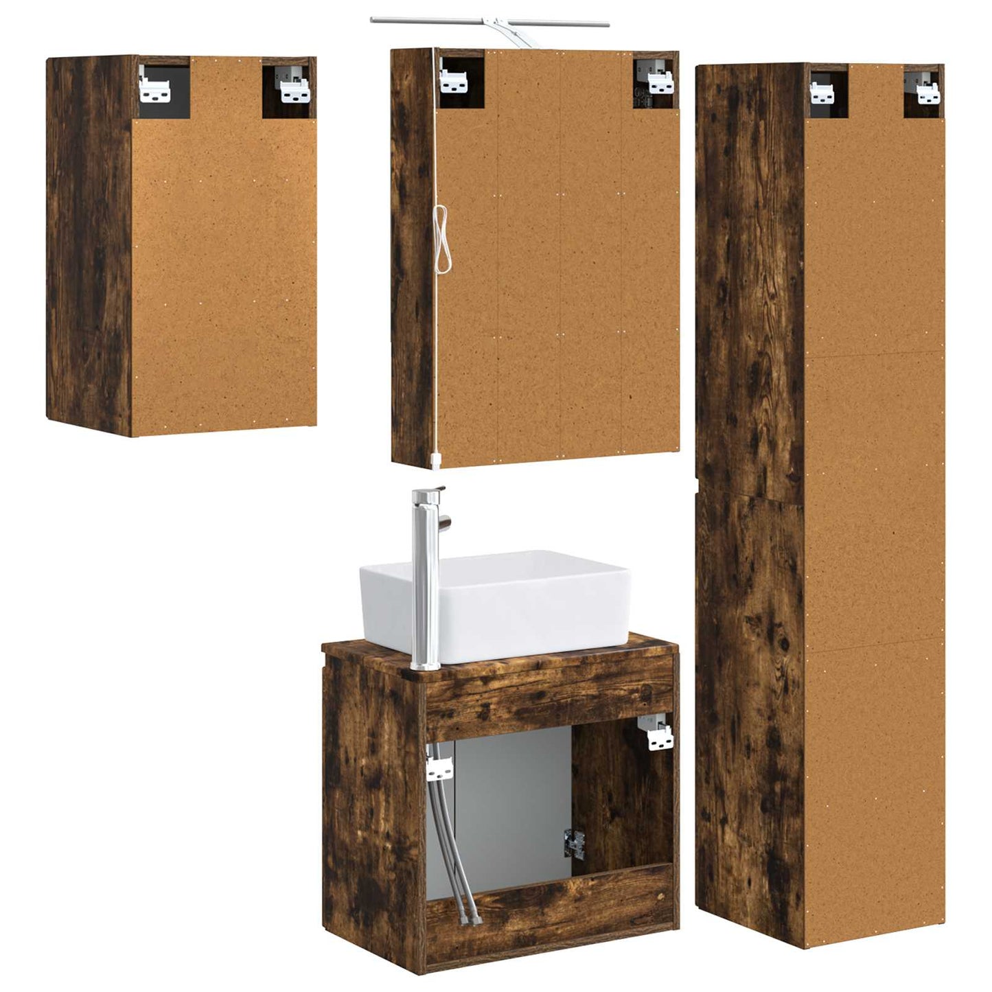 vidaXL Bathroom Cabinet Set 5 pcs Smoked Oak 50 x 14.5 x 70 cm