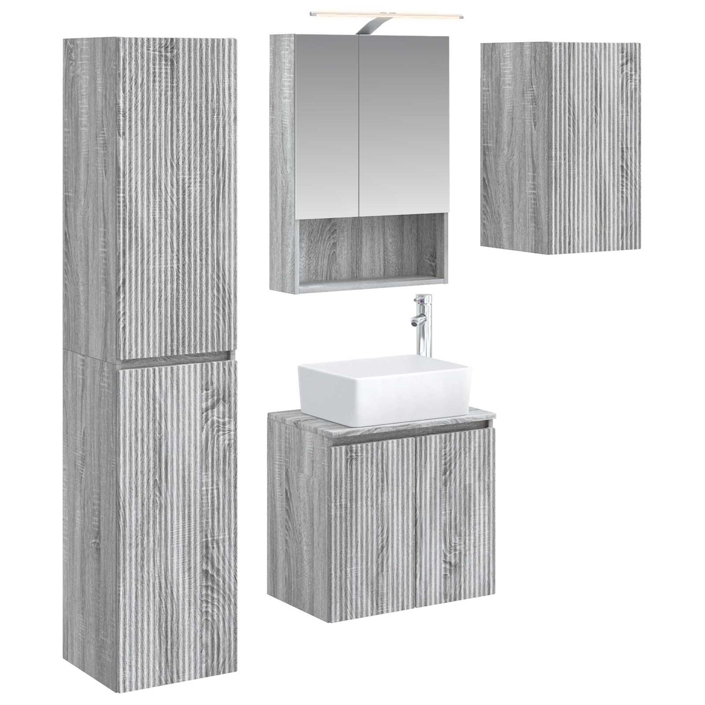 vidaXL Bathroom Cabinet Set 5 pcs Grey Sonoma 50 x 14.5 x 70 cm